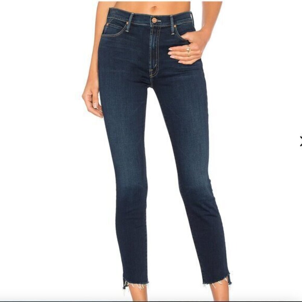 MOTHER Stunner Zip Ankle Step Fray Jeans in After Hours Wash
